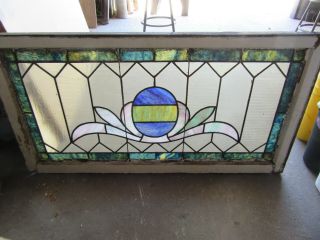 Large Antique Stained Glass Transom Window 45 X 24 Salvage