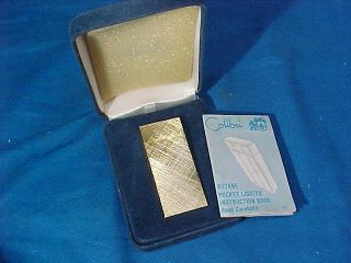 Mib Vintage Colibri Butane Pocket Lighter Brushed Gold Case