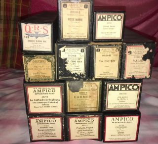 Vintage 13 Ampico Player Piano Word/music Rolls