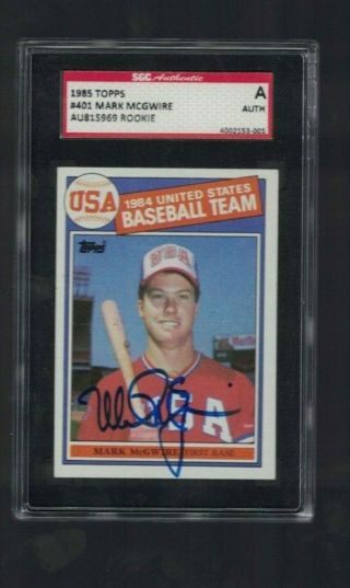Mark Mcgwire Team Usa 1985 Topps Rookie Signed Baseball Card Sgc Authentic