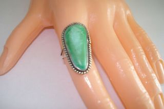 Vintage Old Pawn Sterling Silver Green Turquoise Navajo Ring Size 6