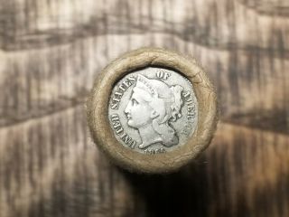 1865 3 Cent Nickel & Indian Head Penny/old Small Cent Roll/ Antique/ag - Unc 715.