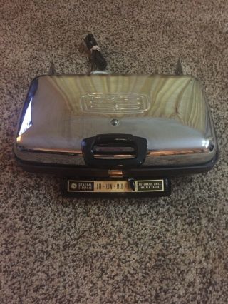 Vintage General Electric Ge Grill & Waffle Maker Baker A7g44 Mid Century Chrome