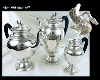 Antique French Silver Plate Tea Coffee Set Malmaison Empire As Style Christofle