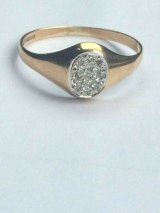 Vintage 9ct Gold Diamond Signet Ring