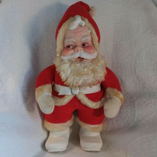 Rushton Chubby Jolly Vintage Santa With Rubber Face And Boots - Plush Stuffed