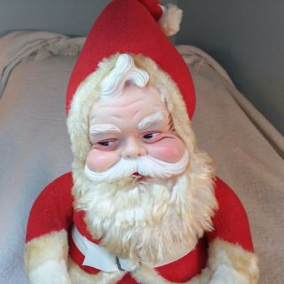 Rushton Chubby Jolly Vintage Santa With Rubber Face and Boots - Plush Stuffed 3