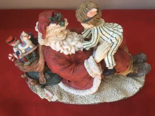 Vintage Ceramic Christmas Santa Claus Playing With A Child Figurine 7.  25” X 9”
