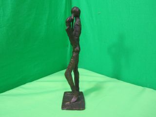 Rare & Vintage Cast Bronze Brutalist Sculpture Guitar Player Statue 7.  5 