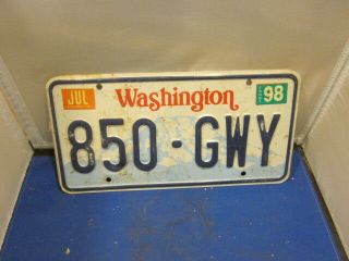 Vintage 1998 Washington License Plate 850 - Gwy Expired Over 3 Years
