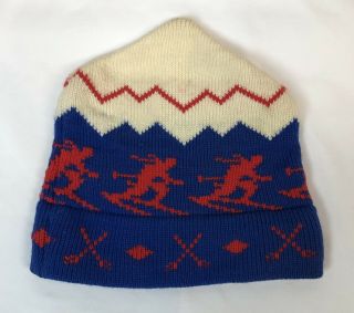 Vintage 100 Wool Hand Crafted Knit Ski Hat Beanie Vermont X1282