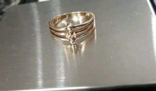 Vintage 10k Gold Band Ring/lines Up To Solitare Authentic Diamond2.  20 Grams Rs - 8