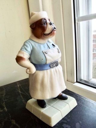 Vintage Robert Harrop Doggie People Bulldog Nurse Figurine 6 " H Dog