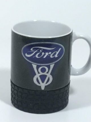 Vintage Ford V8 Coffee Mug 16 oz Cup Open Roads Brand Retro Rubber Tire Cover 3