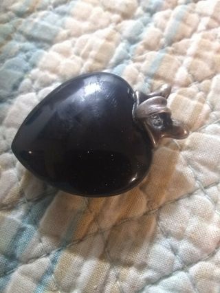 STERLING SILVER AND ONYX HEART PENDANT VINTAGE 2