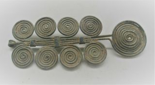 Extremely Rare Ancient Celtic Halstatt Spiral Spectacle Brooch 500bce