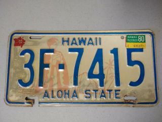 Hawaii State Aloha 1980 License Plate Number 3f - 7415