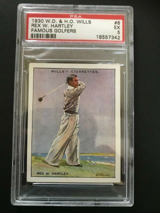 1930 W.  D.  & H.  O.  Wills Famous Golfers: Rex W Hartley 8 Psa Grade 5