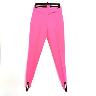 Vintage Obermeyer Womens Ski Pants Size Wool 10 Neon Pink Stirrups High Waist