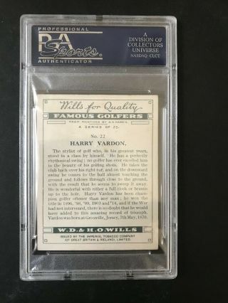 1930 W.  D.  & H.  O.  Wills Famous Golfers: Harry Vardon 22 PSA Grade 5 2