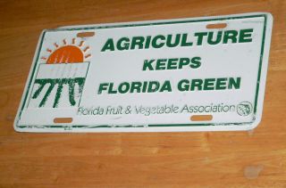 Vintage Agriculture Keeps Florida Green License Plate Tag Fruit & Vegetable Assn