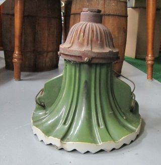 Antique Cast Iron And Ceramic Green Street Lamp Light