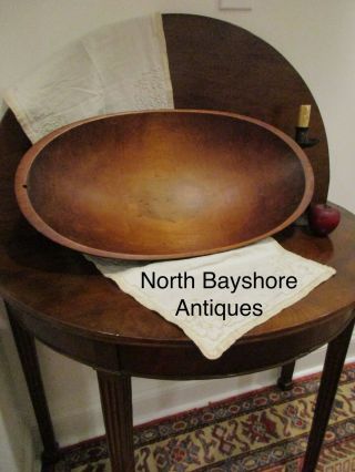 Antique 1800s England Black Ash Wood Large Hand Hewn Trencher Bowl Aafa