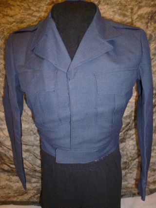 Vintage (1951) Usaf 100 Wool Blue - 84 34 S Serge Dress Ike Jacket Korean War Era