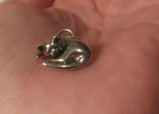 Reserved - - - 2 Vintage Sterling Silver 925 Kitty Cat Charms