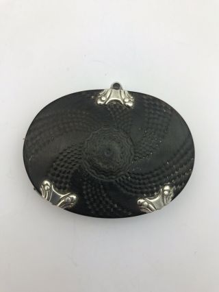 Georgian Folding Magnifying Glass Silver Mounted Faux Tortoiseshell 7.  2 Cm Wide