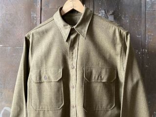 Vintage 30s 40s WW2 US Army OD Wool Field Shirt Large 1930s 1940s WWII Military 2