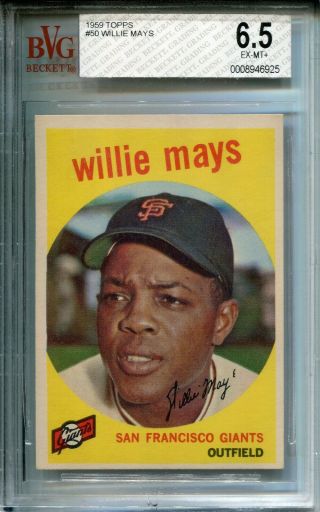 Willie Mays 1959 Topps 50 Bvg 6.  5 Ex - Mt Giants Card Hof Like Psa 6