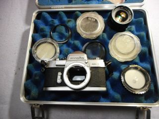 Vintage Minolta Sr - 1 Camera With Rokkar 55mm Lens & Hardside Case.