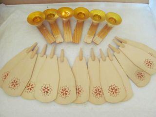 Vtg Christmas Nativity Wood Candle Windmill Carousel Fan Blades Cups Parts