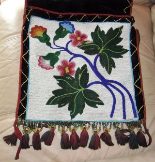 Vintage Antique Beaded Bandolier Bag Floral Ojibwe Great Lakes Native American 2