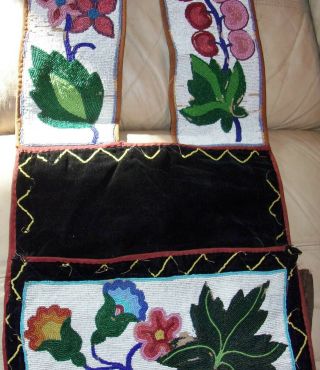Vintage Antique Beaded Bandolier Bag Floral Ojibwe Great Lakes Native American 3
