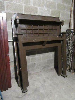 Antique Oak Fireplace Mantel Mission Style 41.  5 Inch Opening Salvage
