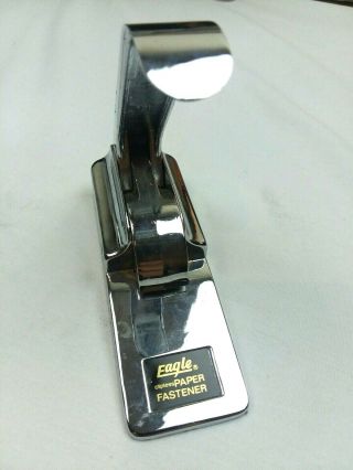 Vintage Clipless Paper Fastener Chrome Stapleless Stapler