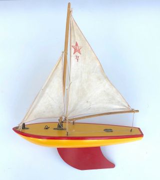 Vintage Star Yacht Sy 3 Wood Pond Sailboat Made In Birkenhead England Yellow Red