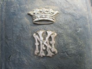 Antique Vintage British Royal KN NK silver monogram crown Horse Bridle Blinders 2