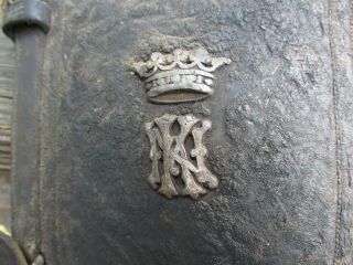 Antique Vintage British Royal KN NK silver monogram crown Horse Bridle Blinders 3