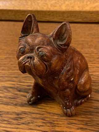 Small Antique Vintage Chalkware French Bulldog Statuette 1930s Carnival Prize