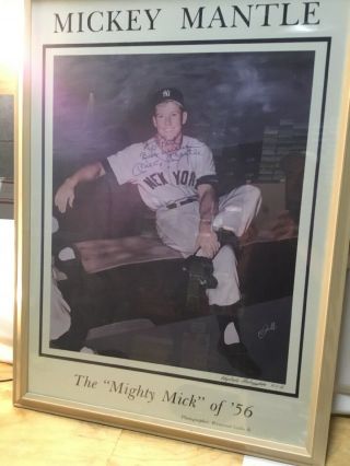 Mickey Mantle Signed Autographed Poster Yankees Mighty Mick Of 56 Personalized