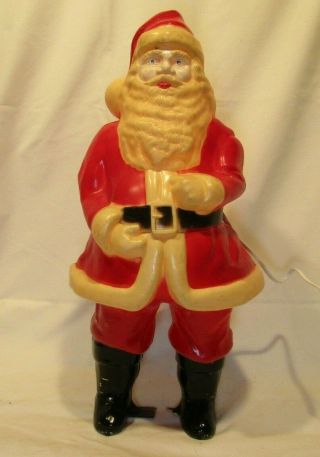 Vintage Hard Plastic Santa Blow Mold Light Up 17 " Xmas Holiday Decoration