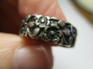 STERLING SILVER 925 ESTATE VINTAGE DAISY CHAIN FLOWER FORGET ME NOT RING SIZE 5 2