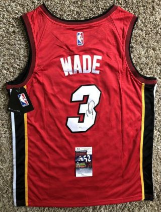Dwyane Wade Signed Miami Heat Jersey Jsa 3 Nba All Star Flash Mvp Rare