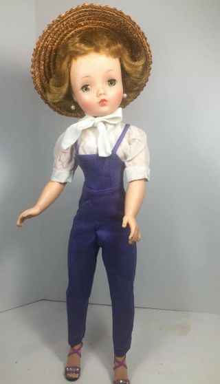 Vintage Madame Alexander Cissy Infused Doll,  Purple Gardening Overalls Hat Shoes
