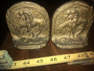 Set / End Of The Trail Cast Iron Indian Warrior Bookends Vintage Metal Book Ends