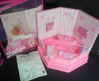 Vintage 1987 Mattel Barbie Pink Sparkles Beauty Bath 5156 Bathtub Real Water