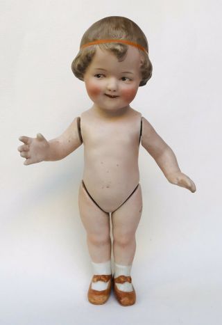 Antique 8.  5” All Bisque Doll ‘our Golden Three’ Flirty - Eye Gebruder Heubach Girl